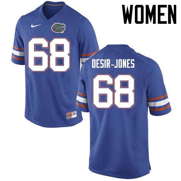 Florida Gators Women #68 Richerd Desir Jones College Football Jersey Blue
